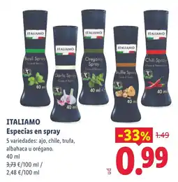 Lidl Italiamo especias en spray oferta