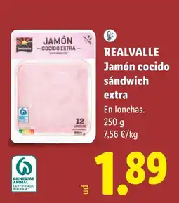 Lidl Realvalle jamón cocido sándwich extra oferta