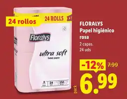 Lidl Floralys papel higiénico rosa oferta