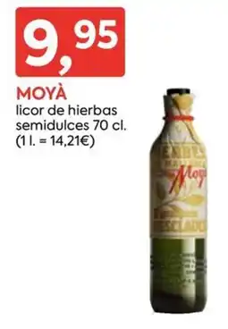 Suma Supermercados Moyà licor de hierbas semidulces oferta