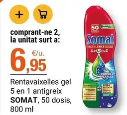 BonpreuEsclat Somat - rentavaixelles gel 5 en 1 antigreix, 50 dosis, 800 ml oferta