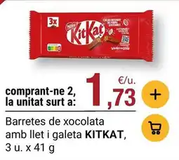 BonpreuEsclat Kit kat - barretes de xocolata amb llet i galeta oferta