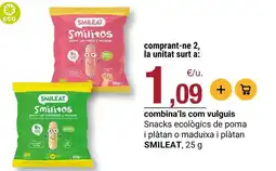 BonpreuEsclat Eco - snacks ecològic de poma i platan o maduixa i platan oferta