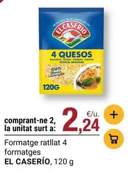 BonpreuEsclat El caserío - formatge ratllat 4 formatges oferta