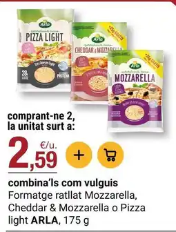 BonpreuEsclat Arla - formatge ratllat mozzarella, cheddar & mozzarella o pizza light oferta