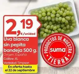 Suma Supermercados Origen - uva blanca sin pepita bandeja oferta