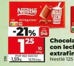 Dia Nestlé - chocolate con leche extrafino oferta
