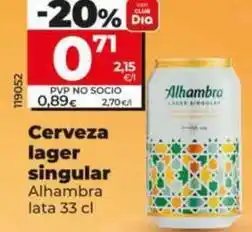 Dia Alhambra - cerveza lager singular oferta