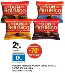 E.Leclerc Don molinico - pimientos rellenos bacalao, carne, marisco o setas oferta