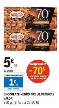 E.Leclerc Valor - chocolate negro 70% almendras oferta