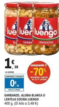 E.Leclerc Luengo - garbanzo, alubia blanca o lenteja cocida oferta