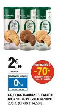 E.Leclerc Santiveri - galletas arandanos, cacao u original triple zero oferta