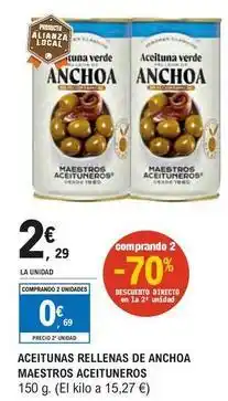E.Leclerc Maestros aceituneros - aceitunas rellenas de anchoa oferta