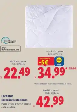Lidl Livarno - edredón 4 estaciones oferta