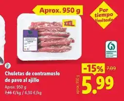 Lidl Chuletas de contramuslo de pavo al ajillo oferta