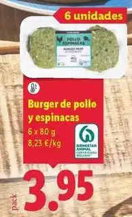 Lidl Burger de pollo y espinacas oferta