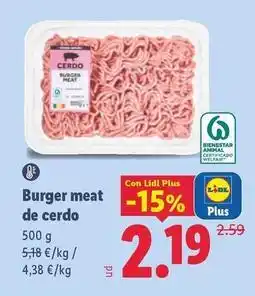 Lidl Burger meat de cerdo oferta
