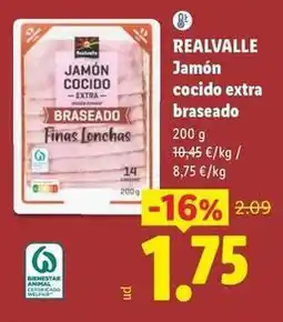 Lidl Realvalle - jamon cocido extra braseado oferta