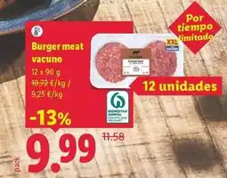 Lidl Burger meat vacuno oferta