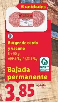 Lidl Burger de cerdo y vacuno oferta