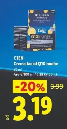 Lidl Cien - crema facial q10 noche oferta