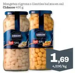 Sorli Cidacos mongetes cigrons o llenties baixos en sal oferta