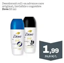 Sorli Dove desodorant roll-on advance care original, invisible o cogombre oferta