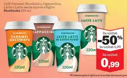 Sorli Starbucks café caramel macchiato, cappuccino, latte o latte sense sucre afegits oferta