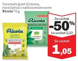 Sorli Ricola caramels gust llimona, eucaliptus o nabius sense sucre oferta