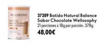 WelloSOPHY Batido Natural Balance Sabor Chocolate