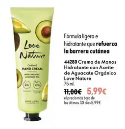 Oriflame Love Nature crema de manos hidratante con aceite de aguacate orgánico oferta