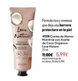 Oriflame Love Nature crema de manos nutritiva con aceite de coco orgánico oferta