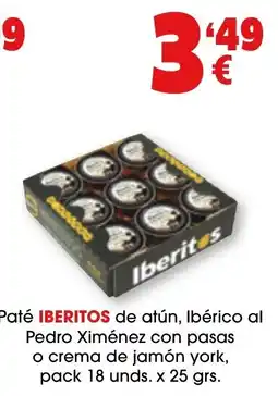 TOP Cash & Carry Iberitos paté de atún, Ibérico al Pedro Ximénez con pasas o crema de jamón york oferta