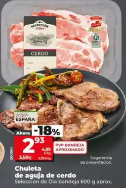 Dia Supermercados Selección de Dia chuleta de aguja de cerdo oferta