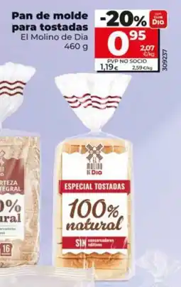 Dia Supermercados El Molino de Dia pan de molde para tostadas oferta
