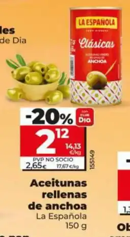 Dia Supermercados La Española aceitunas rellenas de anchoa oferta