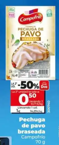 Dia Supermercados Campofrío pechuga de pavo braseada oferta