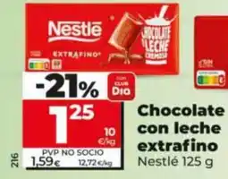 Dia Supermercados Nestlé chocolate con leche extrafino oferta