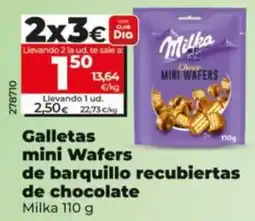 Dia Supermercados Milka galletas mini Wafers de barquillo recubiertas de chocolate oferta