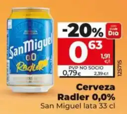 Dia Supermercados San Miguel Radler 0,0% oferta