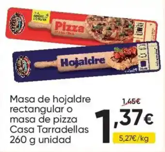 Casa Tarradellas masa de hojaldre rectangular o masa de pizza