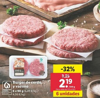 Lidl Burger de cerdo y vacuno oferta