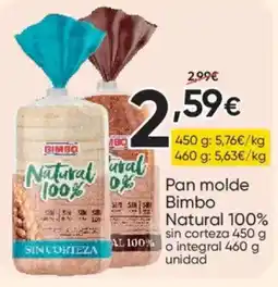 FROIZ Bimbo pan molde natural 100% sin corteza oferta