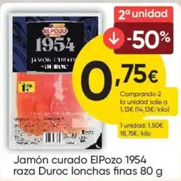 FROIZ ElPozo jamón curado raza duroc lonchas finas oferta