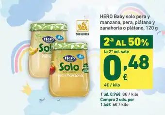 HiperDino Hero Baby Solo Pera Y Manzana Pera Plátano Y Zanahoria O Plátano 120g oferta