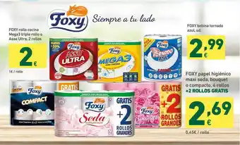 HiperDino Foxy Rollo Cocina Mega 3 Triple Rollo O Asso Ultra Foxy Bobina Tornado Foxy Papel Higiénico Maxi Seda Bouquet O Compacto oferta