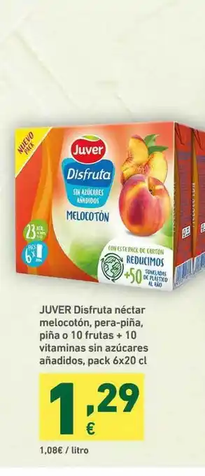 HiperDino Juver Disfruta Néctar Melocotón Pera-piña Piña O 10 Frutas + 10 Vitaminas Sin Azúcares Añadidos 6 x 20cl oferta