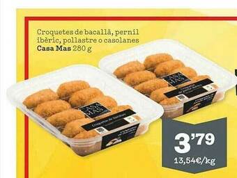 Sorli Croquetes De Bacallà Pernil Ibèric Pollastre O Casolanes Casa Mas oferta