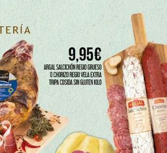 Claudio Argal Salchichón Regio Grueso O Chorizo Regio Vela Extra Tripa Cosida Sin Gluten oferta