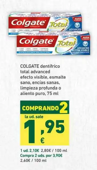 HiperDino Colgate Dentífrico Total Advanced Afecto Visible Esmalte Sano Encías Sanas Limpieza Profunda O Aliento Puro 75ml oferta